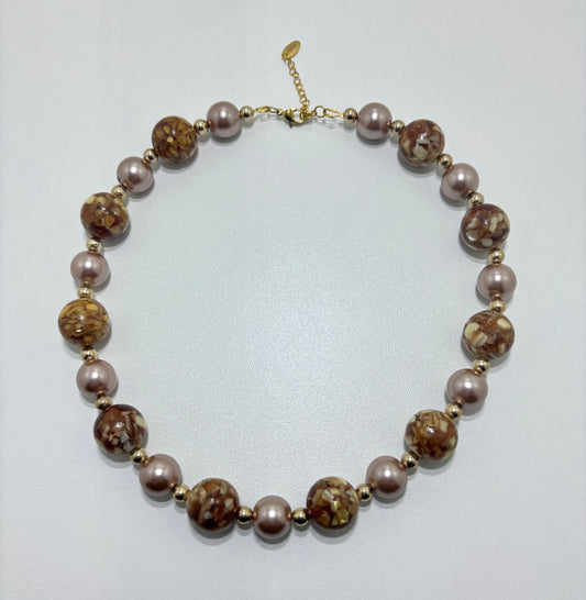 Resina taupe halsketting